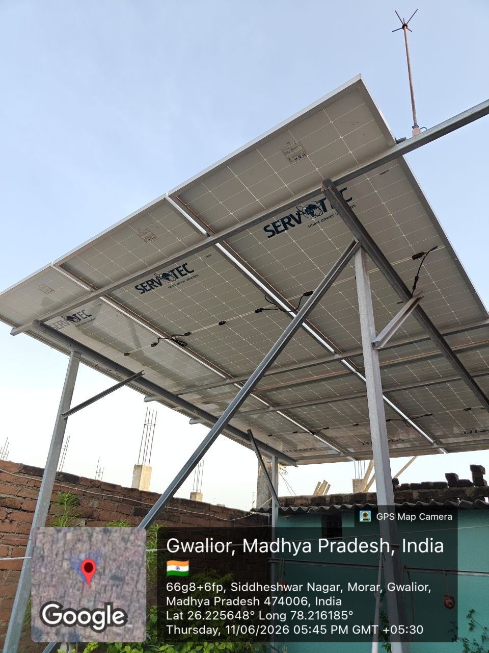 Solar panel structure from below in Gwalior